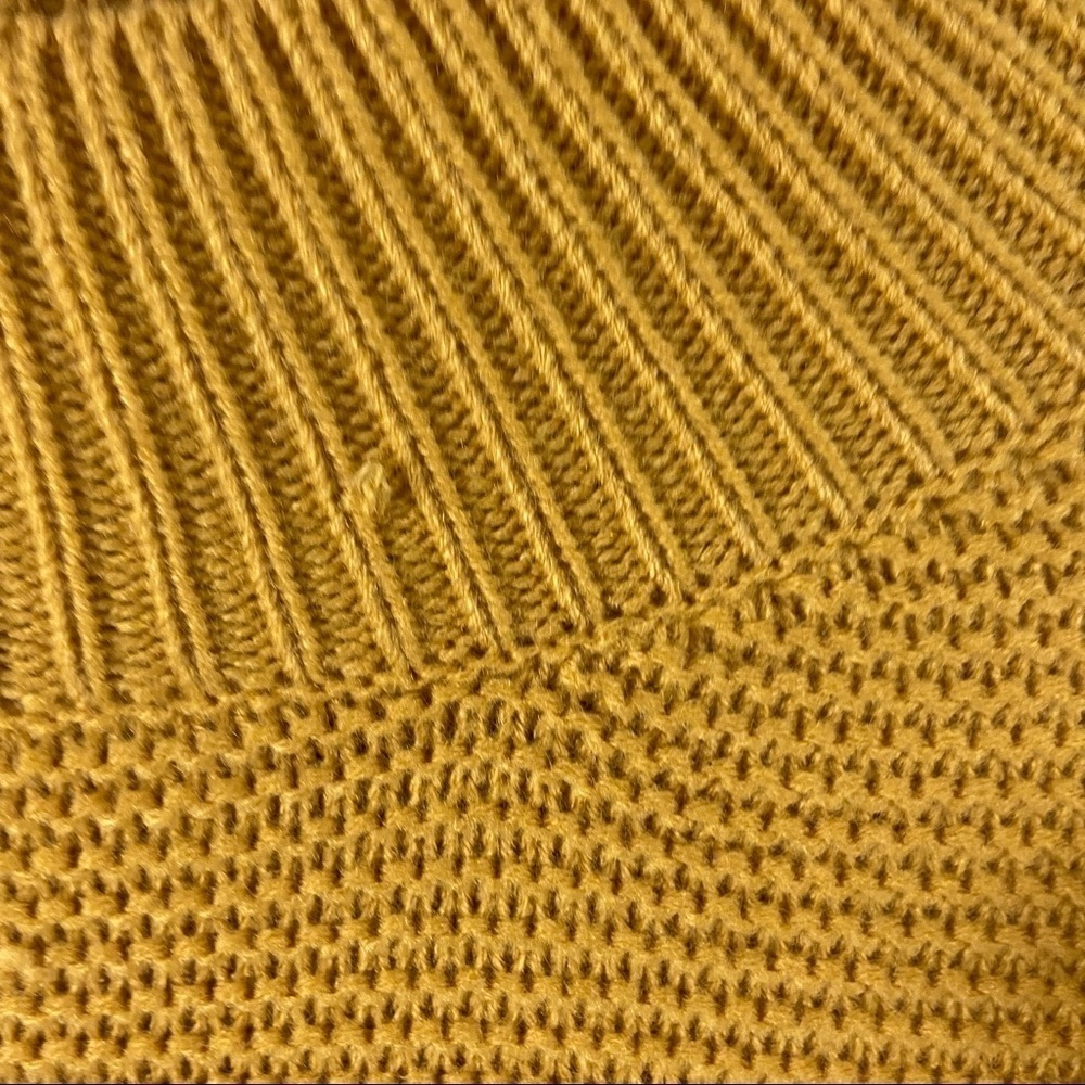 Blushing Heart Gold Pom Pom Knit Pullover Sweater Womens Sz L Mock Neck - Picture 6 of 11